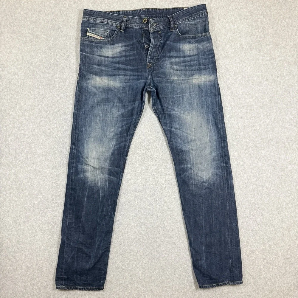 Diesel BUSTER Regular Slim Tapered Jeans Mens 34x32 Blue Medium Wash Denim 0831Q